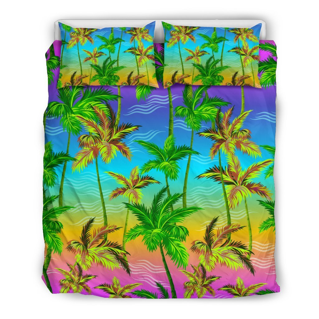 Palm Tree Rainbow Pattern Duvet Cover Bedding Set