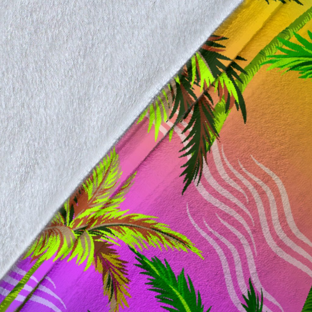 Palm Tree Rainbow Pattern Fleece Blanket