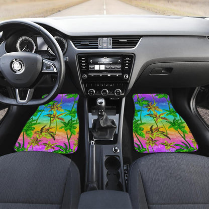 Palm Tree Rainbow Pattern Front and Back Car Floor Mats