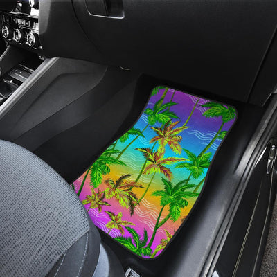 Palm Tree Rainbow Pattern Front and Back Car Floor Mats