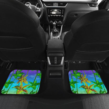 Palm Tree Rainbow Pattern Front and Back Car Floor Mats