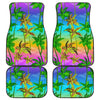 Palm Tree Rainbow Pattern Front and Back Car Floor Mats