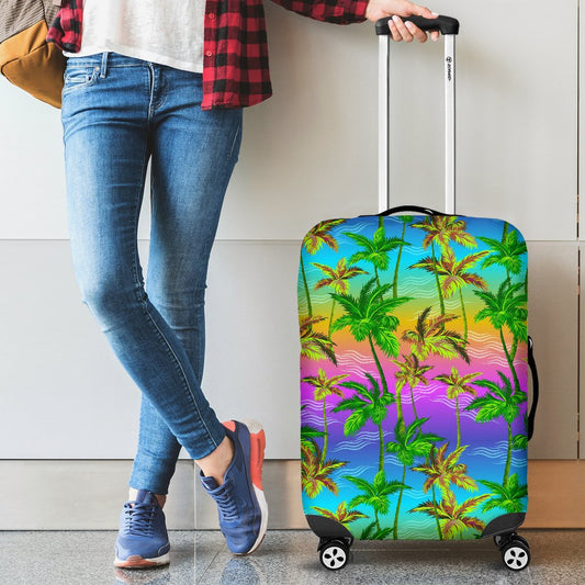 Palm Tree Rainbow Pattern Luggage Cover Protector