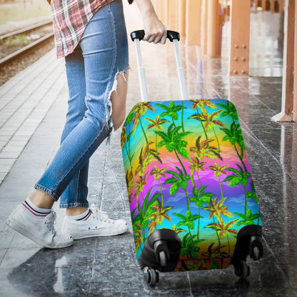 Palm Tree Rainbow Pattern Luggage Cover Protector