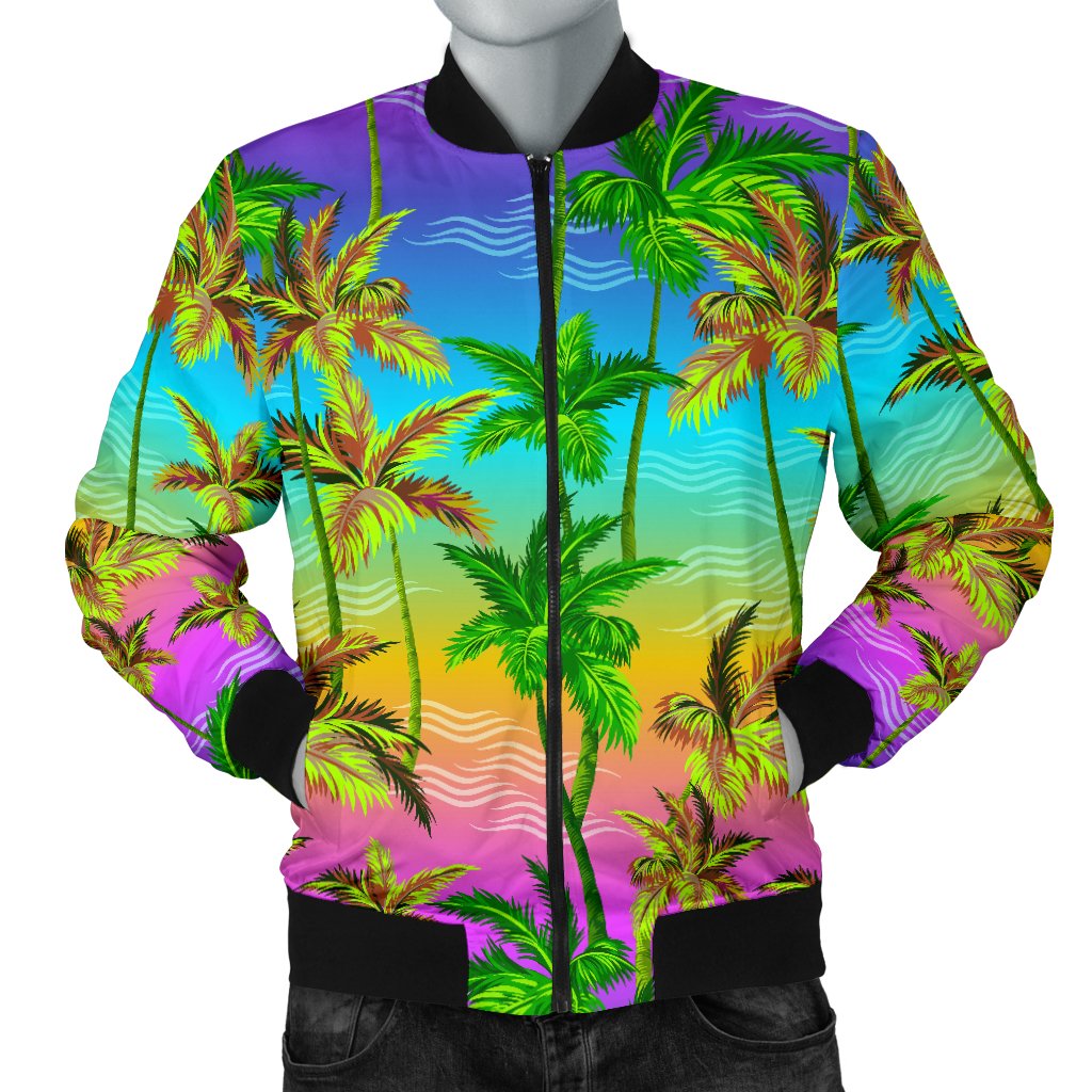 Palm Tree Rainbow Pattern Men Bomber Jacket – JorJune