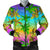 Palm Tree Rainbow Pattern Men Casual Bomber Jacket