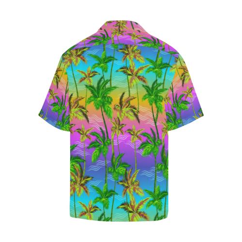 Palm Tree Rainbow Pattern Men Hawaiian Shirt