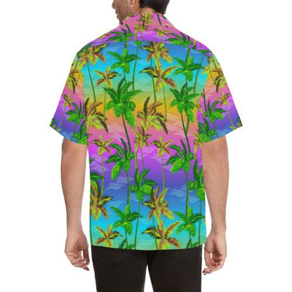 Palm Tree Rainbow Pattern Men Hawaiian Shirt