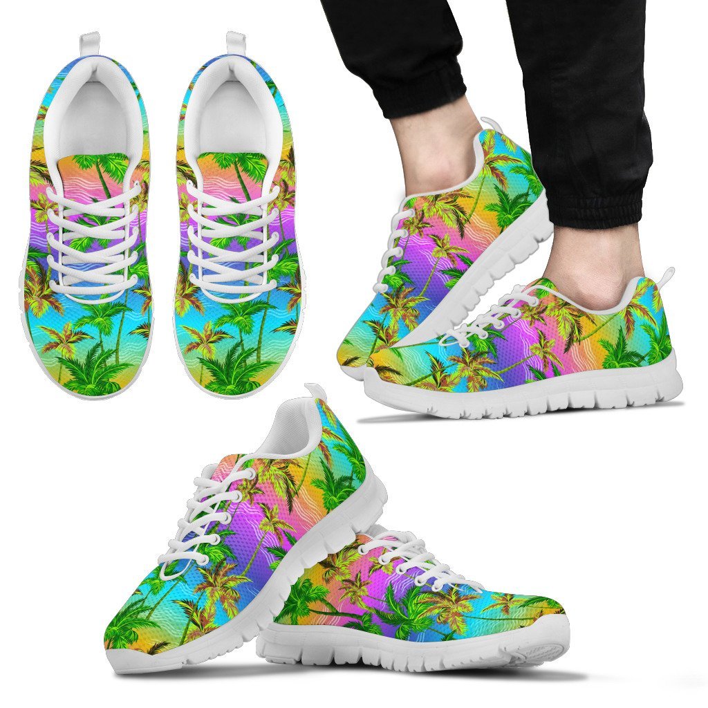 Palm Tree Rainbow Pattern Men Sneakers