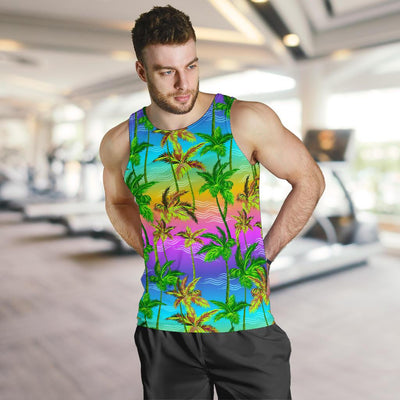 Palm Tree Rainbow Pattern Men Tank Top