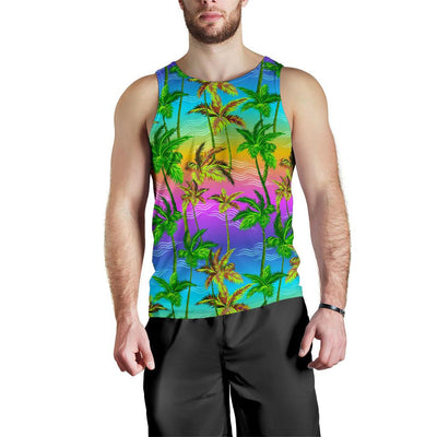 Palm Tree Rainbow Pattern Men Tank Top