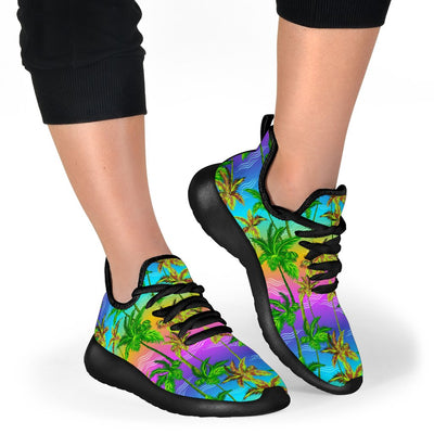 Palm Tree Rainbow Pattern Mesh Knit Sneakers Shoes