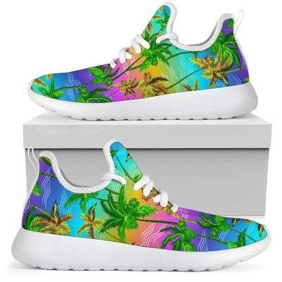 Palm Tree Rainbow Pattern Mesh Knit Sneakers Shoes