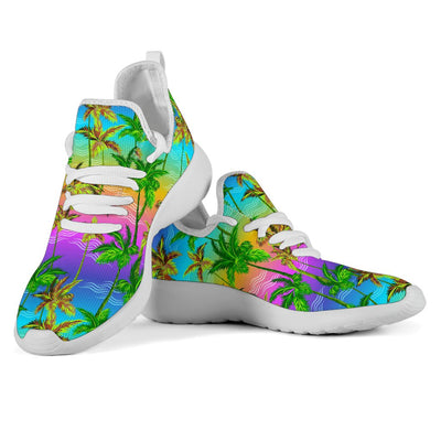 Palm Tree Rainbow Pattern Mesh Knit Sneakers Shoes