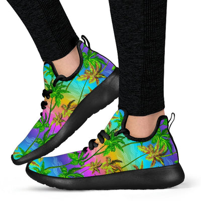 Palm Tree Rainbow Pattern Mesh Knit Sneakers Shoes