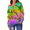Palm Tree Rainbow Pattern Off Shoulder Sweatshirt