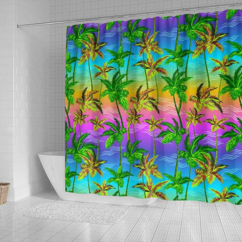 Palm Tree Rainbow Pattern Shower Curtain
