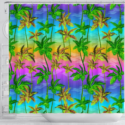 Palm Tree Rainbow Pattern Shower Curtain