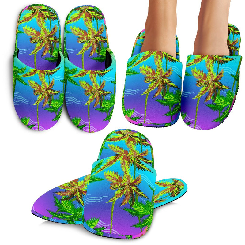 Palm Tree Rainbow Pattern Slippers