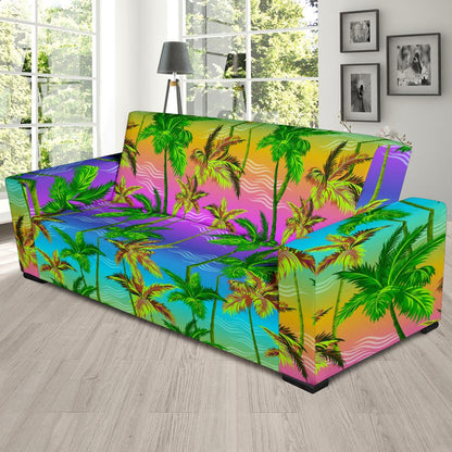 Palm Tree Rainbow Pattern Sofa Slipcover-JORJUNE.COM