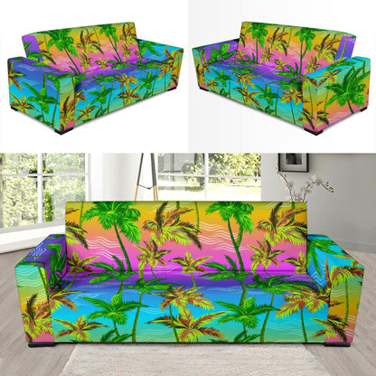 Palm Tree Rainbow Pattern Sofa Slipcover-JORJUNE.COM