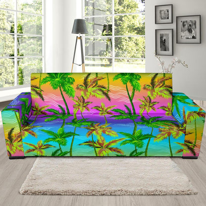 Palm Tree Rainbow Pattern Sofa Slipcover-JORJUNE.COM