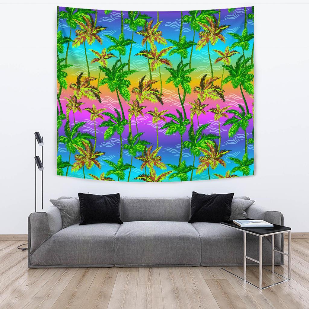 Palm Tree Rainbow Pattern Tapestry