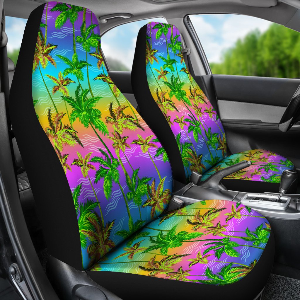 Palm Tree Rainbow Pattern Universal Fit Car Seat Covers