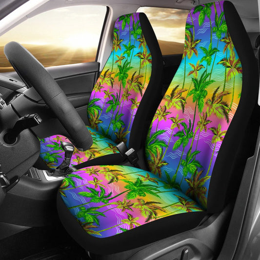 Palm Tree Rainbow Pattern Universal Fit Car Seat Covers