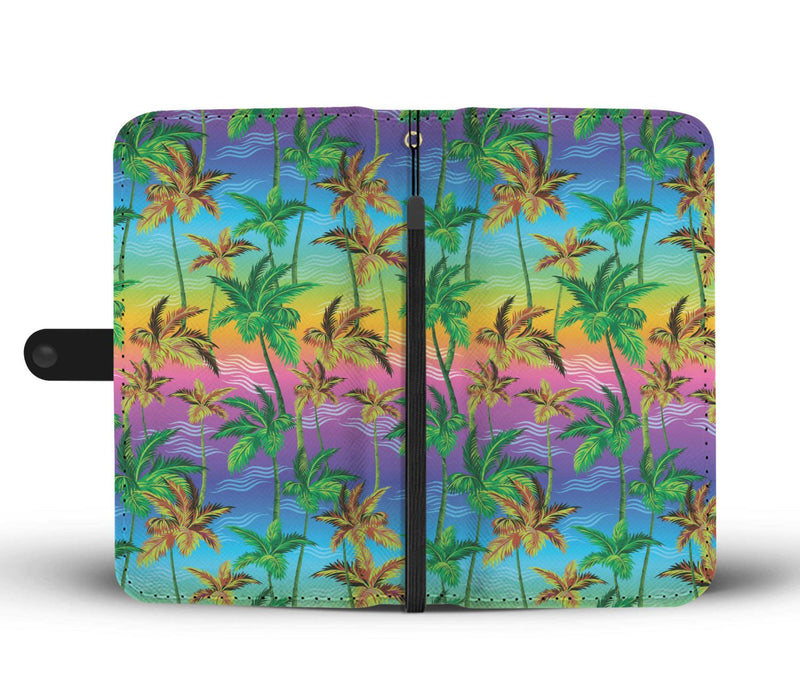 Palm Tree Rainbow Pattern Wallet Phone Case