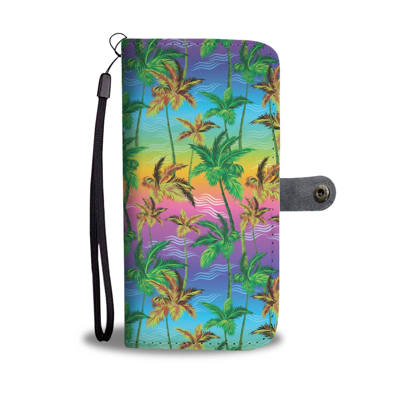 Palm Tree Rainbow Pattern Wallet Phone Case