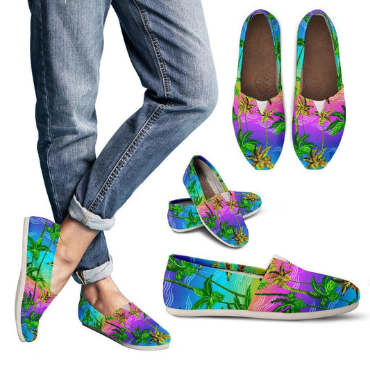 Palm Tree Rainbow Pattern Women Casual Shoes-JorJune.com