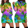 Palm Tree Rainbow Pattern Women Hoodie Dress