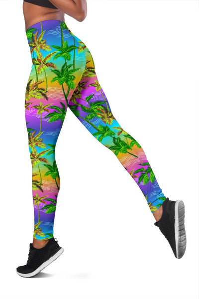 Palm Tree Rainbow Pattern Women Leggings