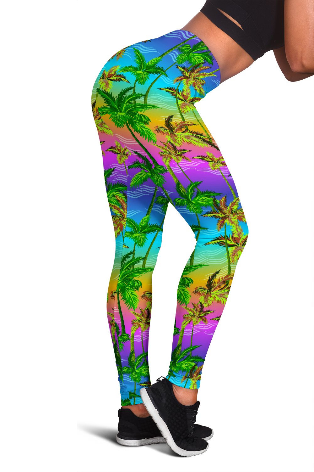 Palm Tree Rainbow Pattern Women Leggings