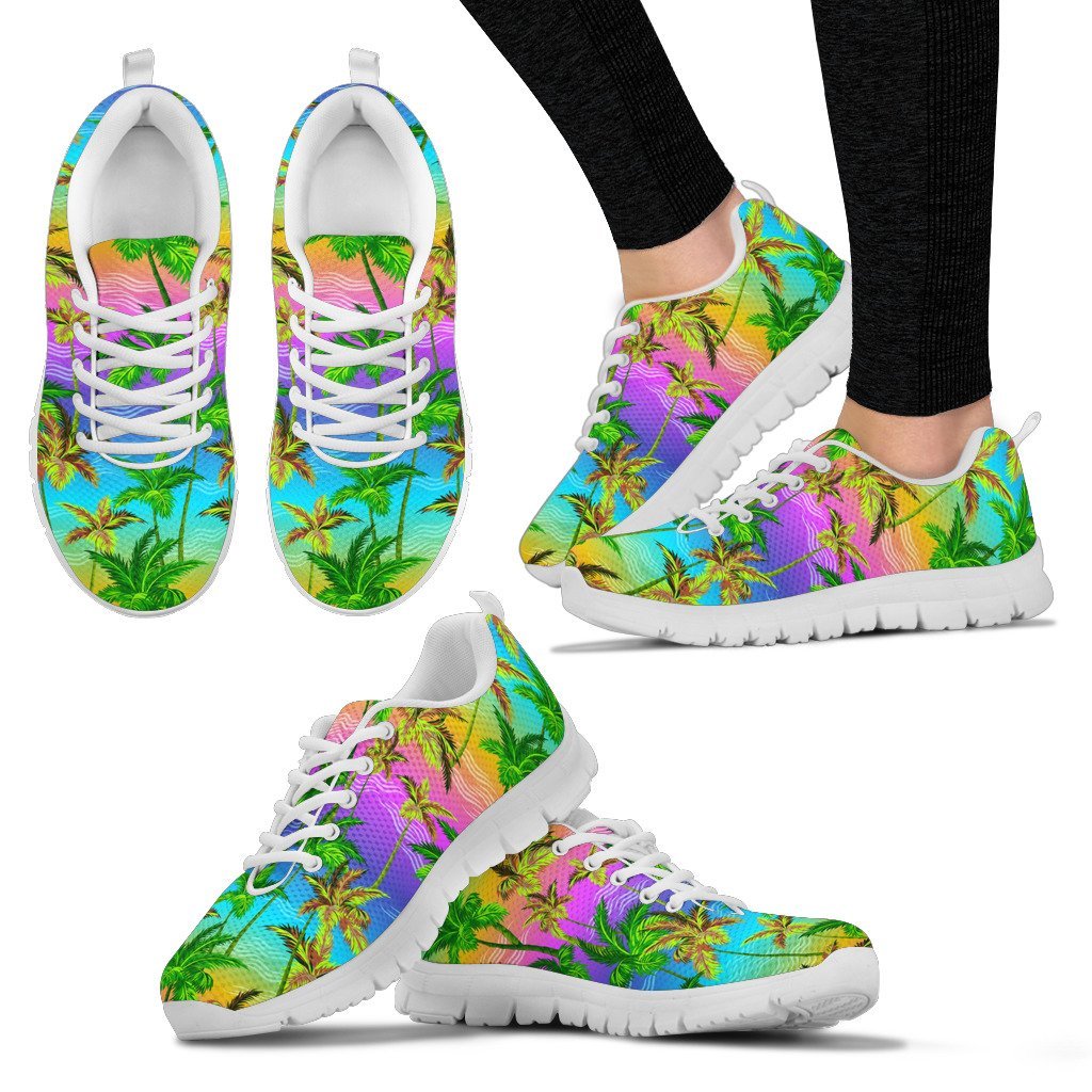 Palm Tree Rainbow Pattern Women Sneakers