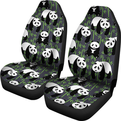 Panda Bear Bamboo Themed Print Universal Fit Car Seat Covers-JorJune