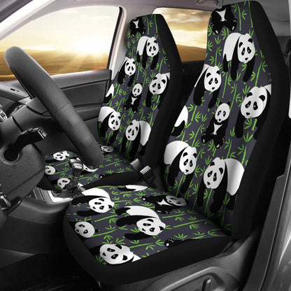 Panda Bear Bamboo Themed Print Universal Fit Car Seat Covers-JorJune