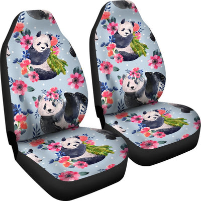 Panda Bear Flower Design Themed Print Universal Fit Car Seat Covers-JorJune