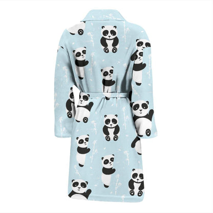 Panda Pattern Print Design A01 Men Bathrobe-JORJUNE.COM