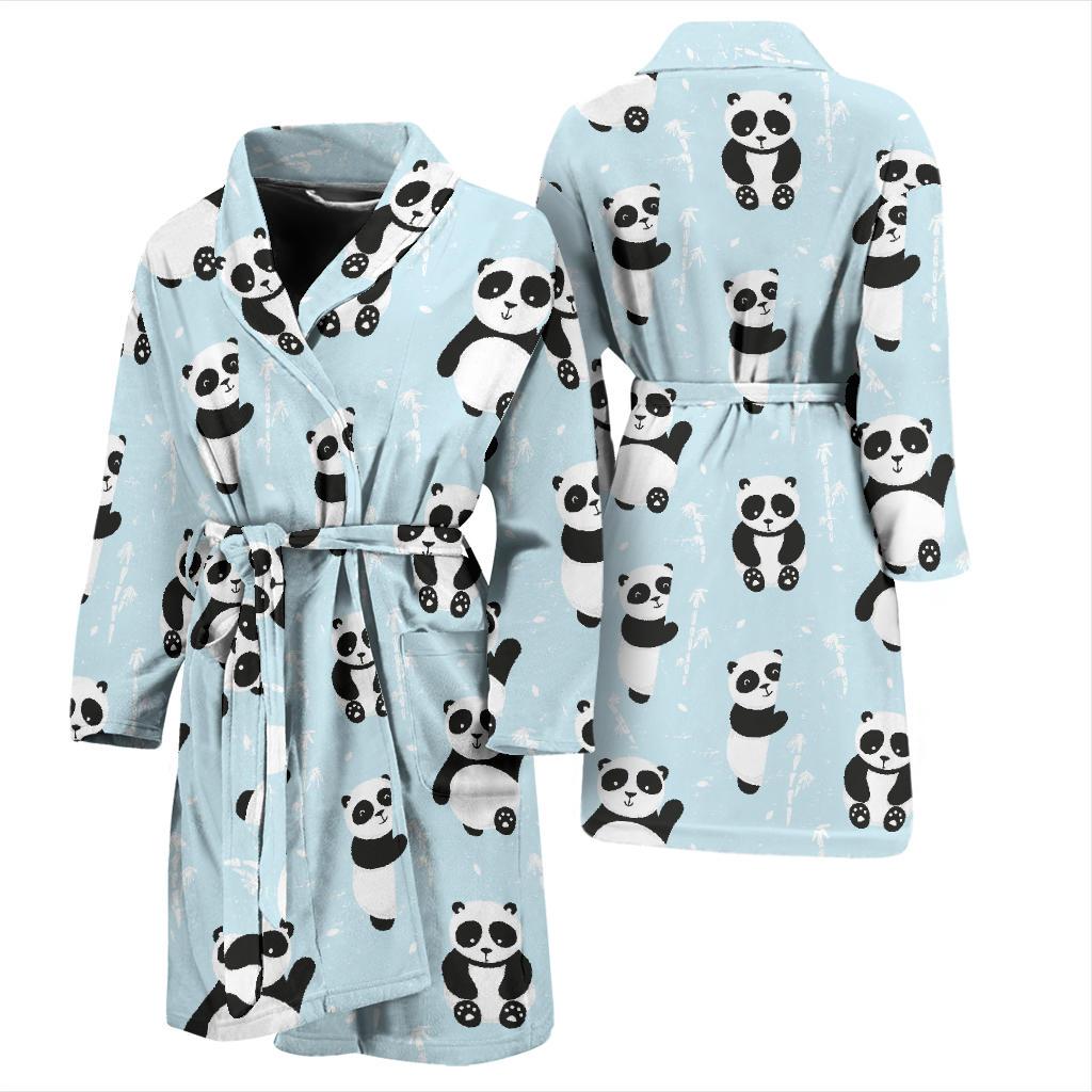 Panda Pattern Print Design A01 Men Bathrobe-JORJUNE.COM