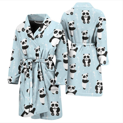 Panda Pattern Print Design A01 Men Bathrobe-JORJUNE.COM