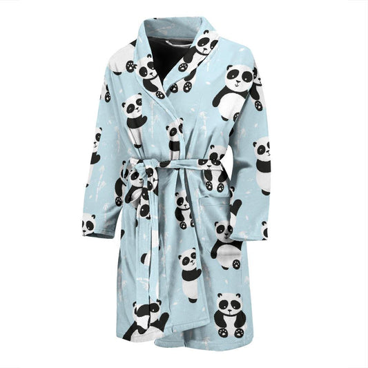Panda Pattern Print Design A01 Men Bathrobe-JORJUNE.COM
