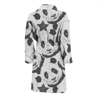 Panda Pattern Print Design A02 Men Bathrobe-JORJUNE.COM