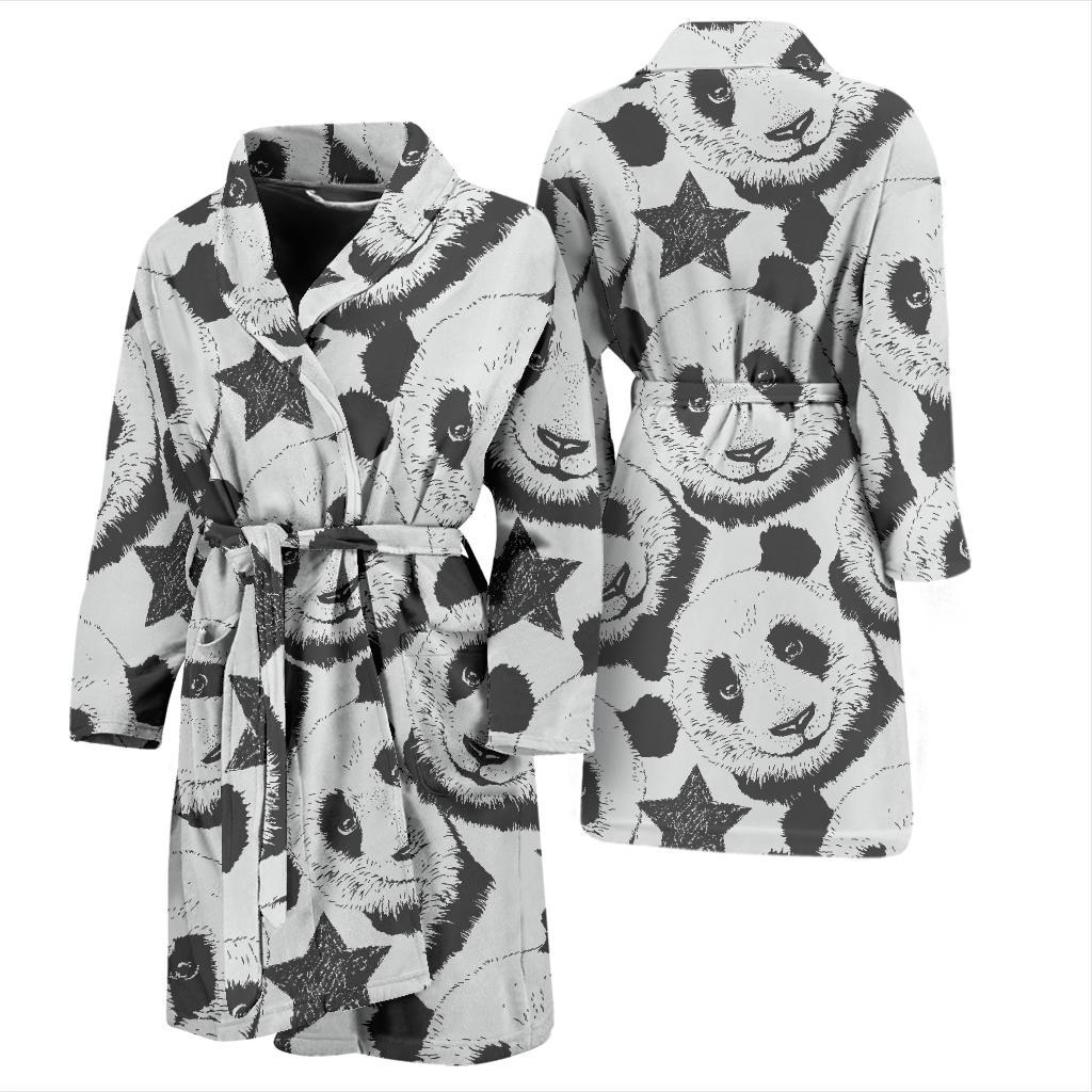 Panda Pattern Print Design A02 Men Bathrobe-JORJUNE.COM