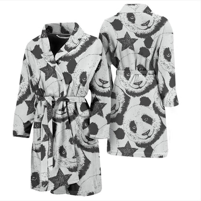Panda Pattern Print Design A02 Men Bathrobe-JORJUNE.COM