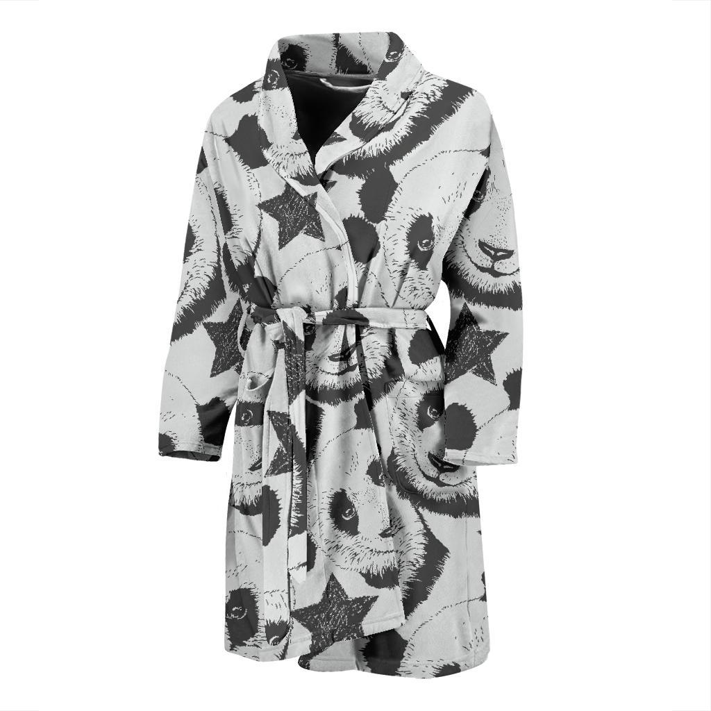 Panda Pattern Print Design A02 Men Bathrobe-JORJUNE.COM