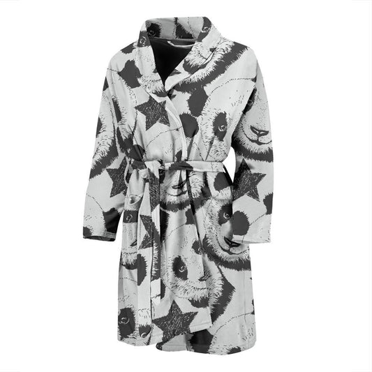 Panda Pattern Print Design A02 Men Bathrobe-JORJUNE.COM