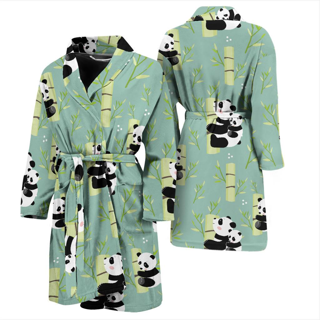 Panda Pattern Print Design A03 Men Bathrobe-JORJUNE.COM
