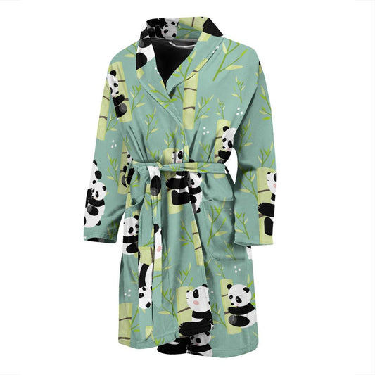 Panda Pattern Print Design A03 Men Bathrobe-JORJUNE.COM